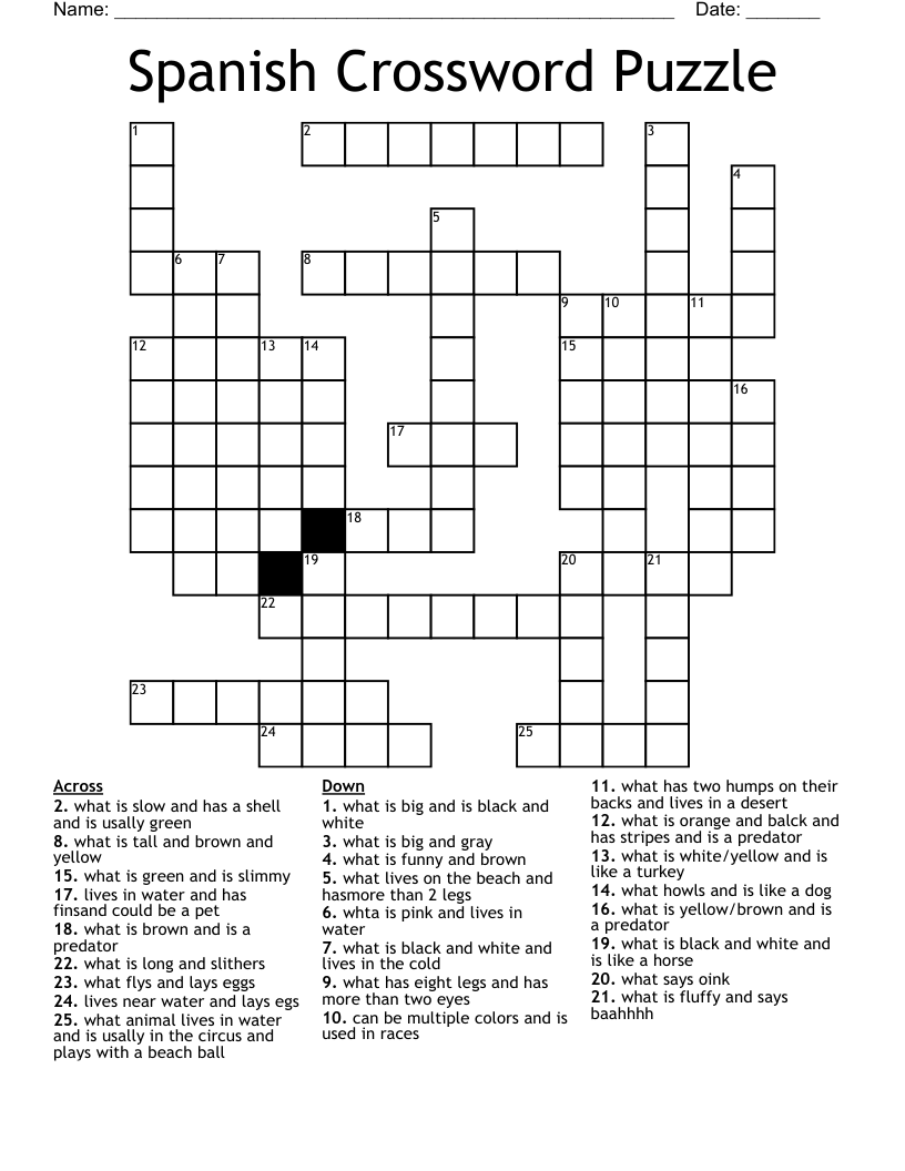 Spanish Crossword Puzzle