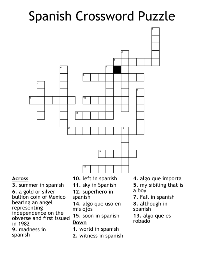 Spanish Crossword Puzzle