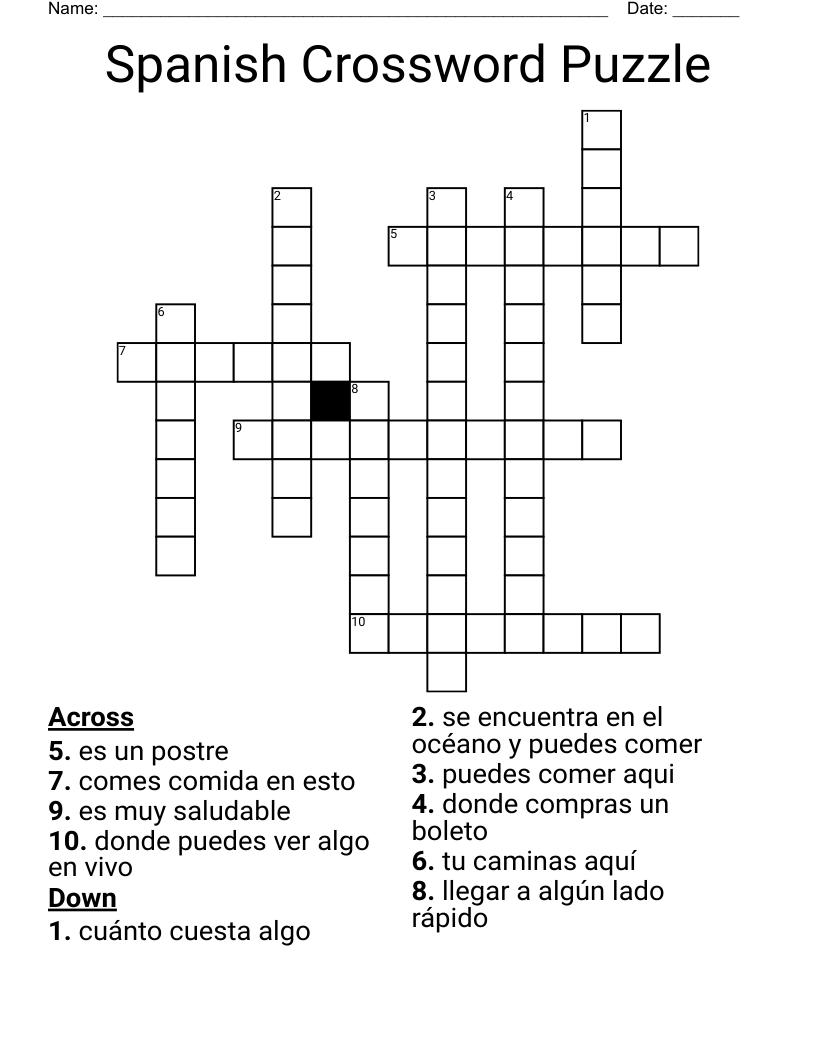 Spanish Crossword Puzzle
