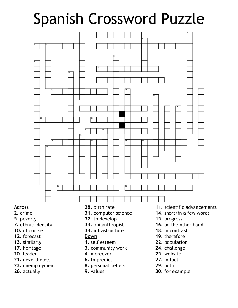 Spanish Crossword Puzzle