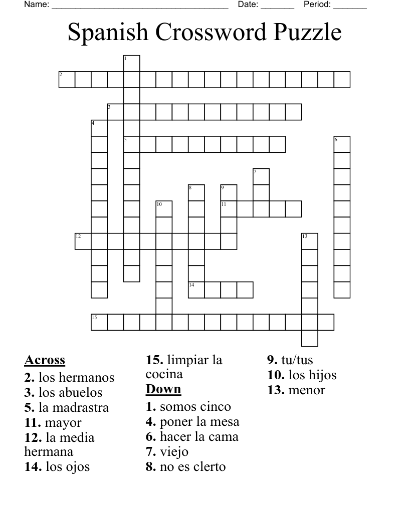 Spanish Crossword Puzzle