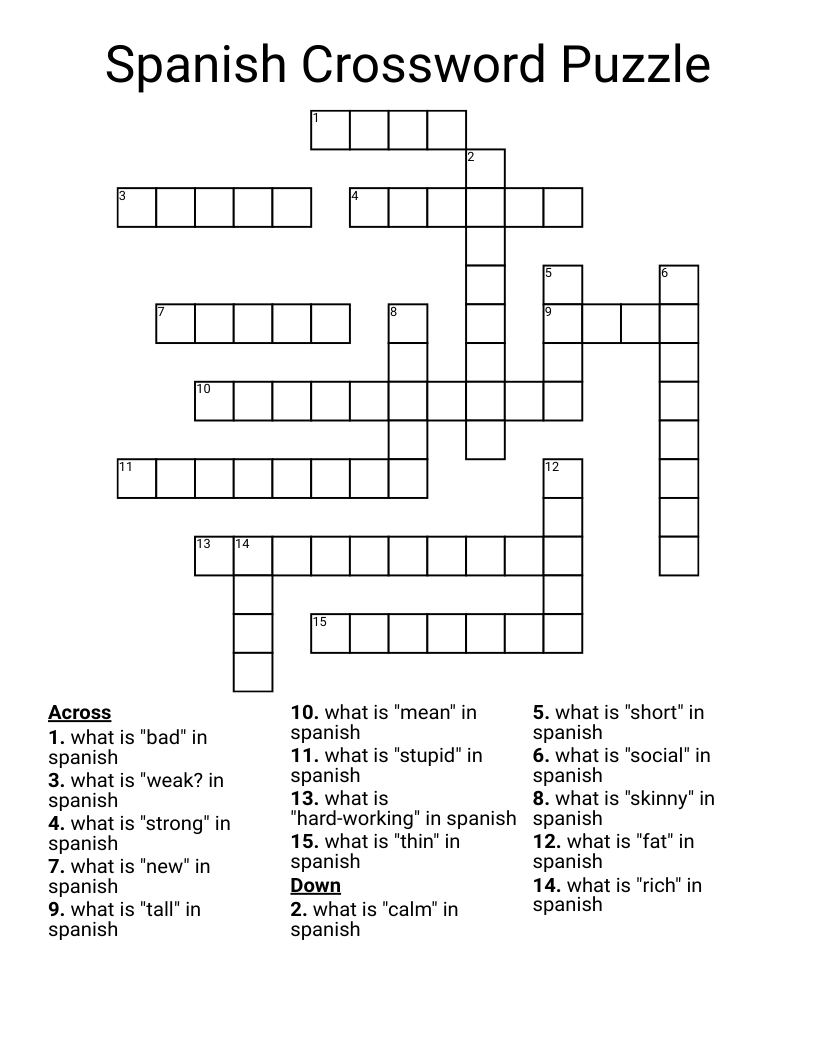 Spanish Crossword Puzzle