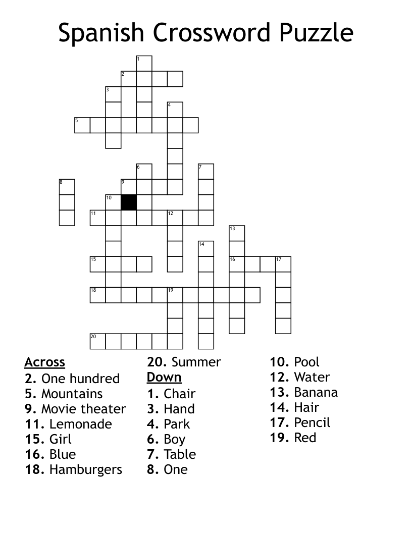 Spanish Crossword Puzzle