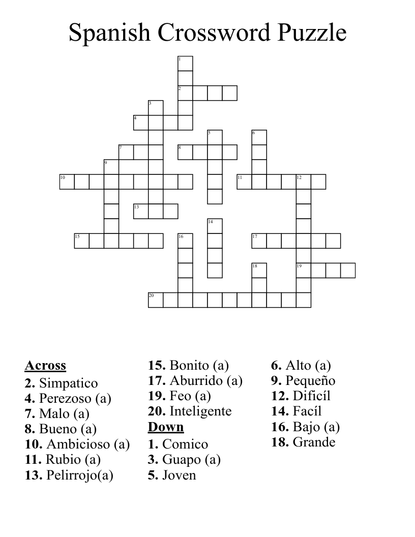 Spanish Crossword Puzzle