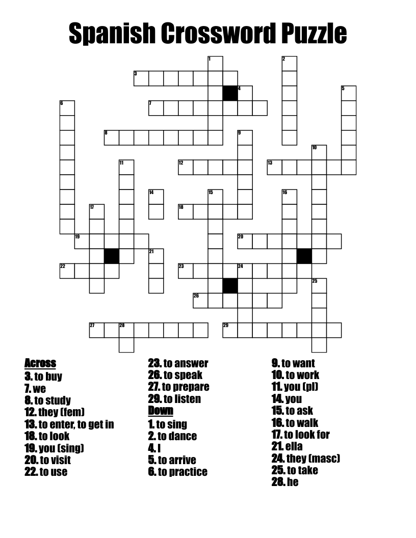 Spanish Crossword Puzzle