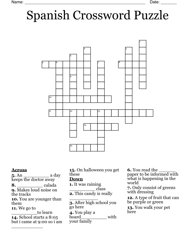 Spanish Crossword Puzzle