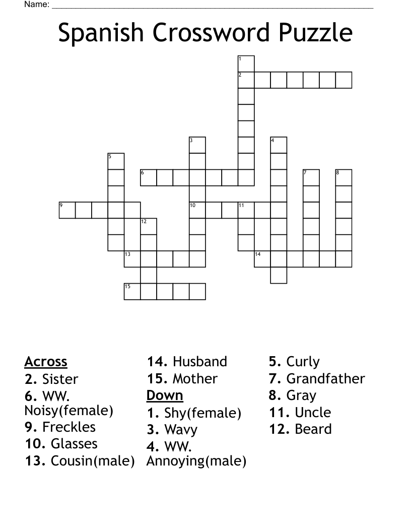 Spanish Crossword Puzzle
