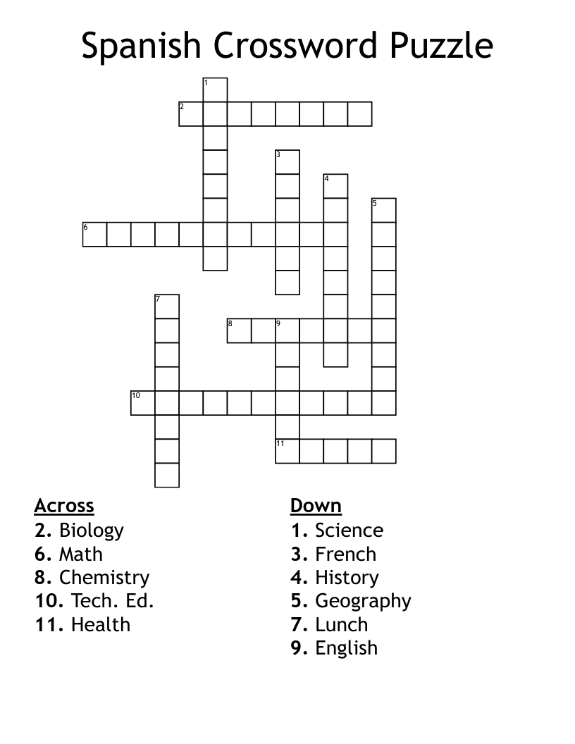 Spanish Crossword Puzzle