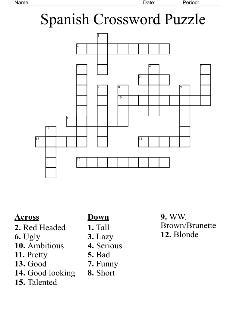 Spanish Crossword Puzzle 