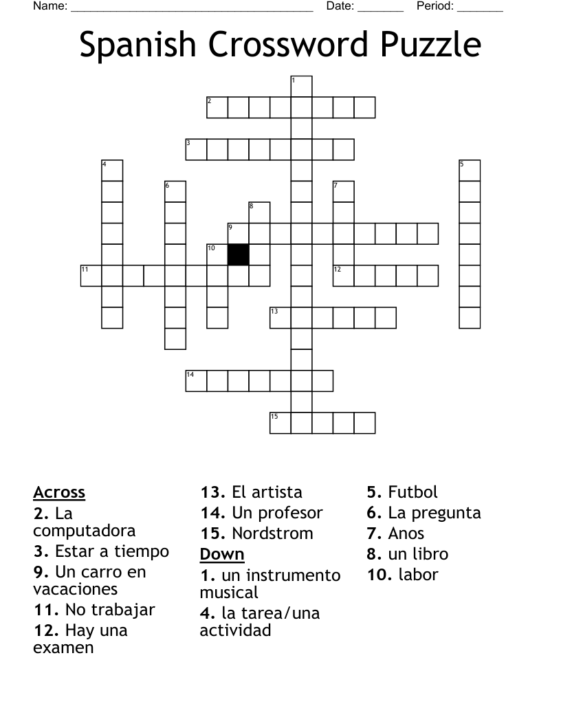 Spanish Crossword Puzzle 