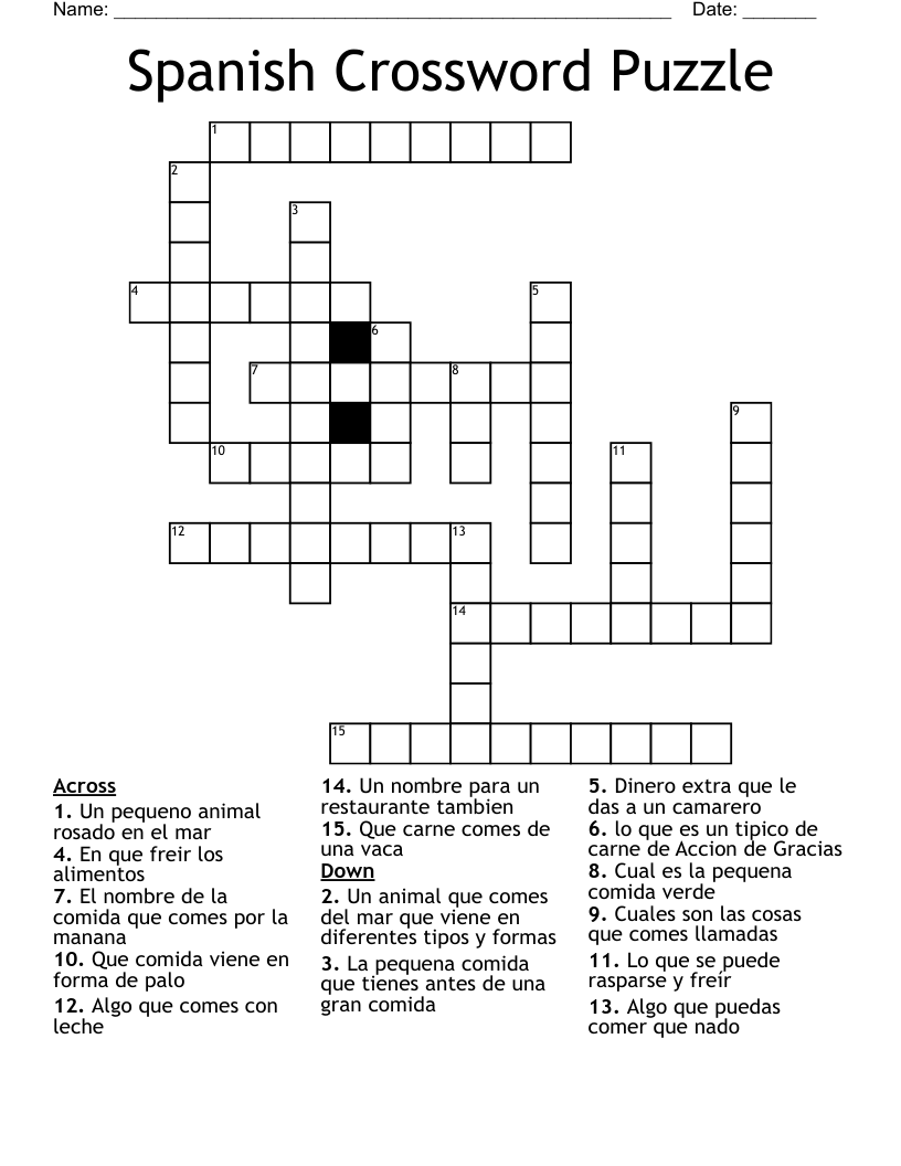 Spanish Crossword Puzzle 