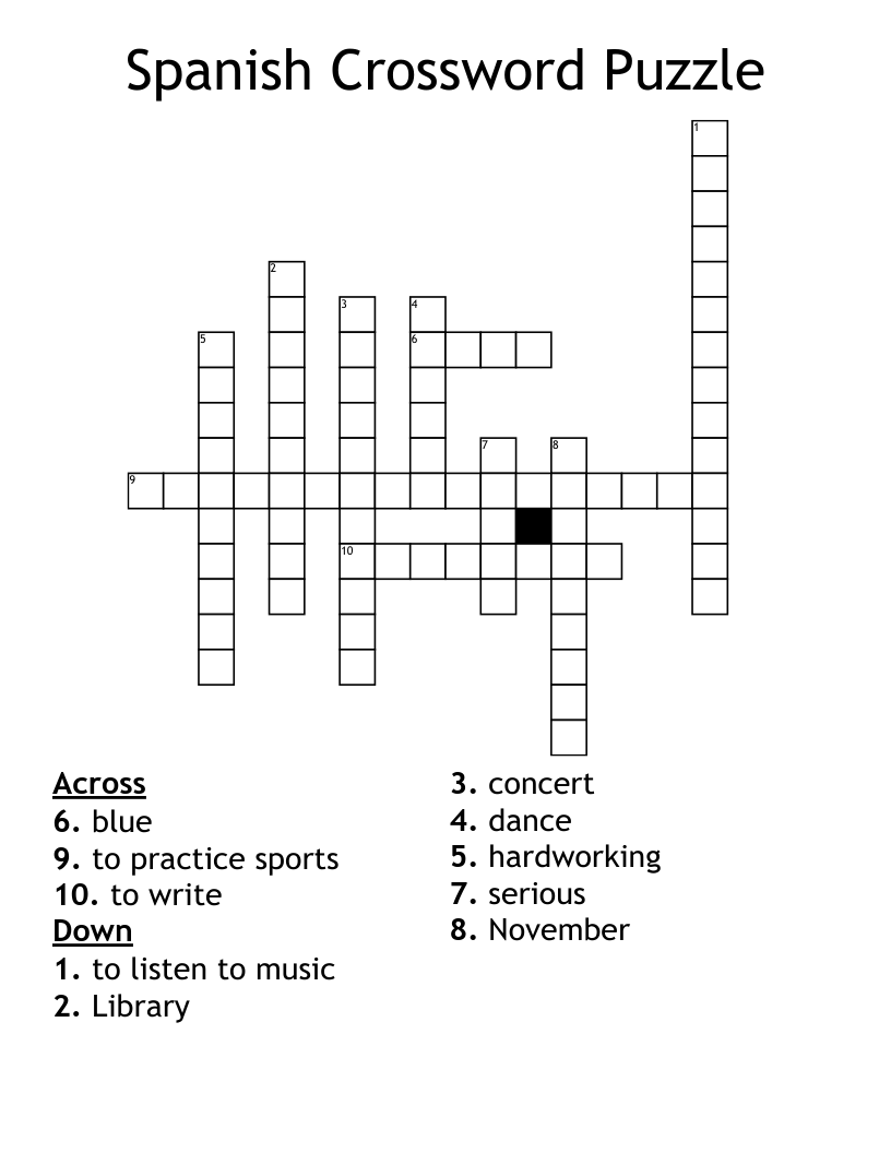 Spanish Crossword Puzzle 