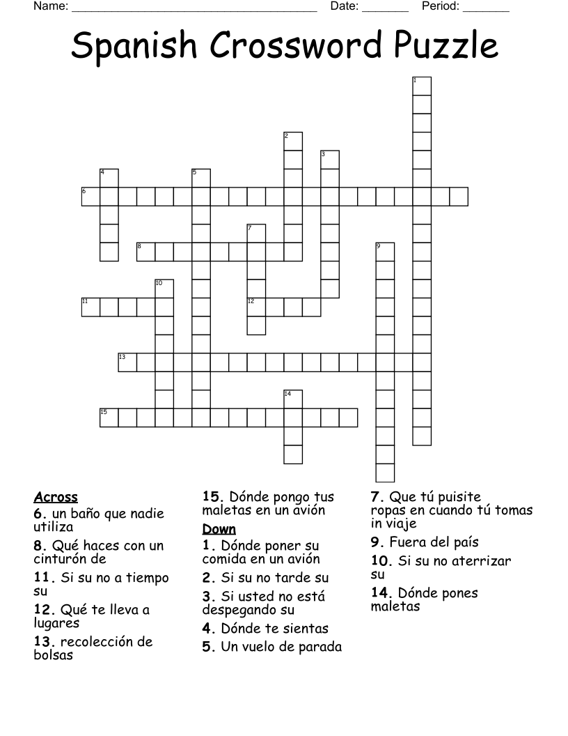 Spanish Crossword Puzzle 