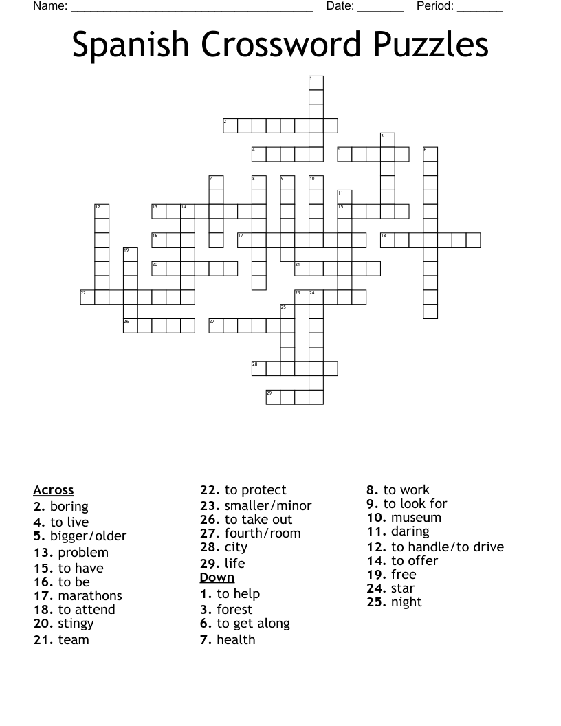 Spanish Crossword Puzzles