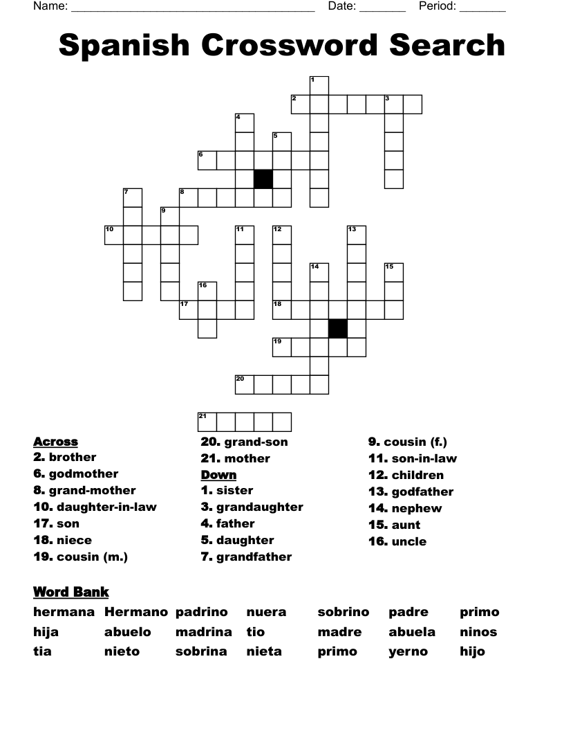 Spanish Crossword Search