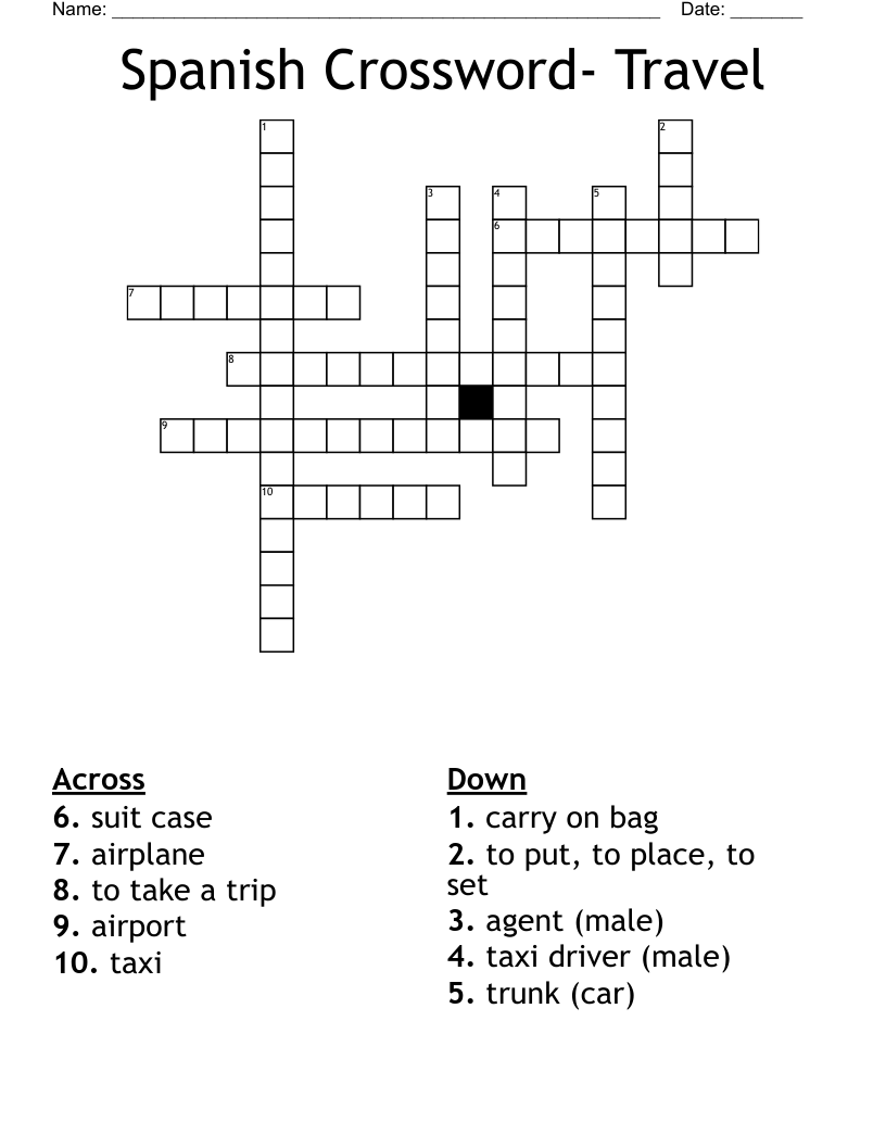 Spanish Crossword- Travel 