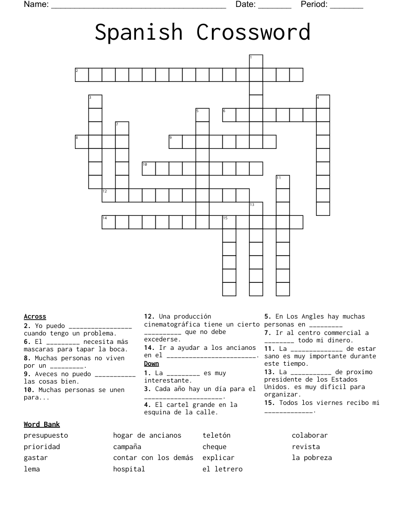 Spanish Crossword 