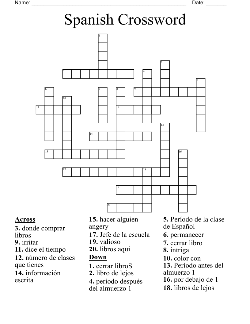 Spanish Crossword 