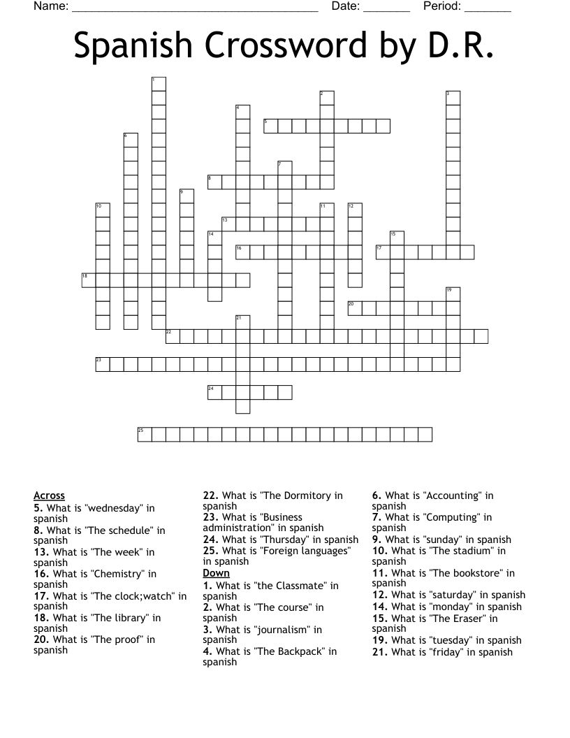 Spanish Crossword by D.R.