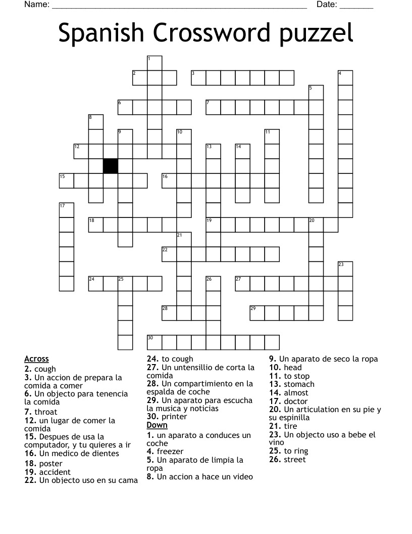 Spanish Crossword puzzel