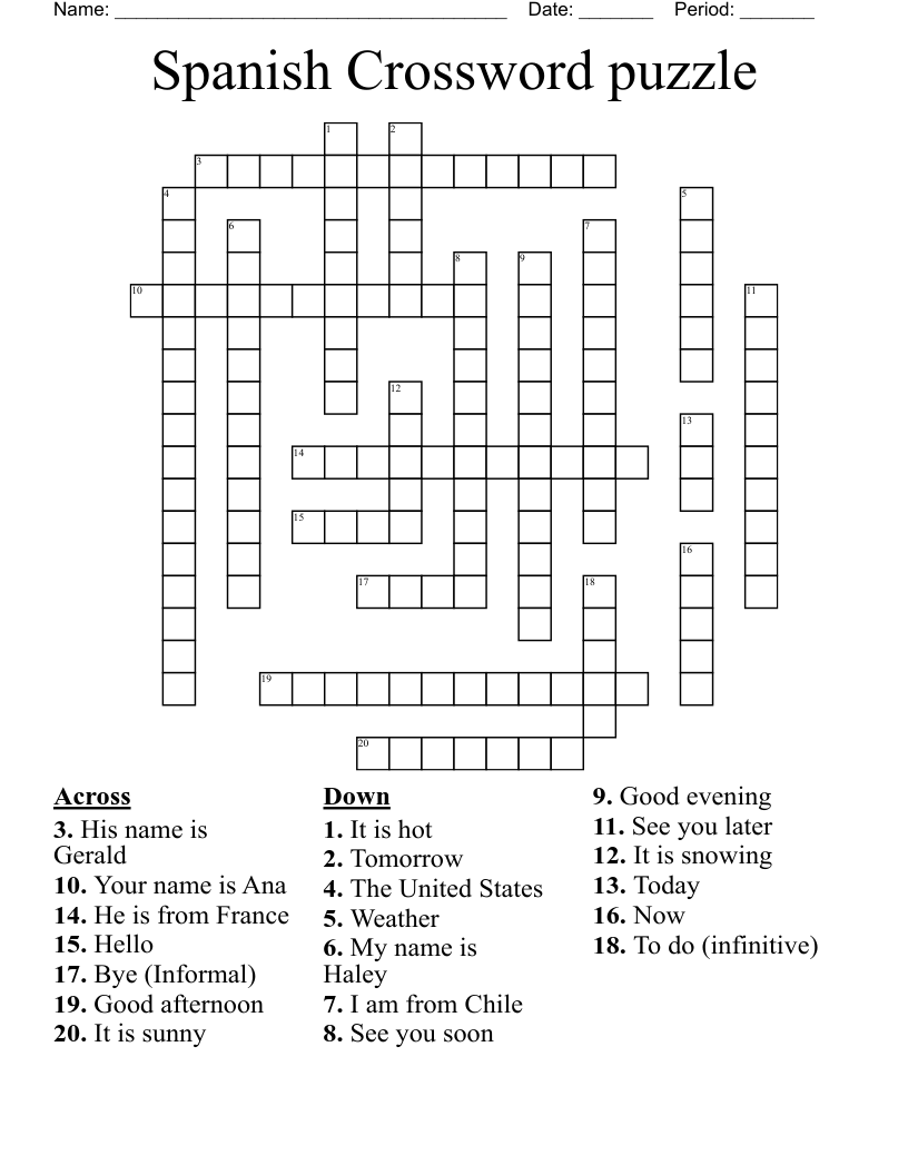 Spanish Crossword puzzle