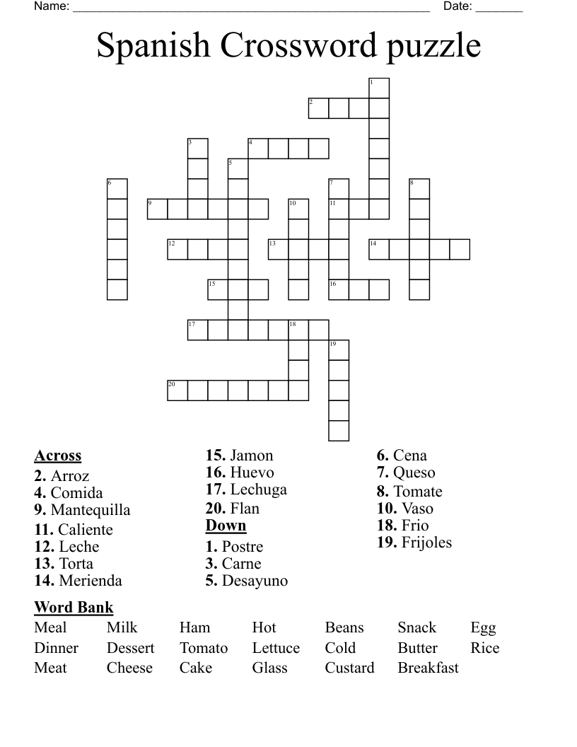 Spanish Crossword puzzle