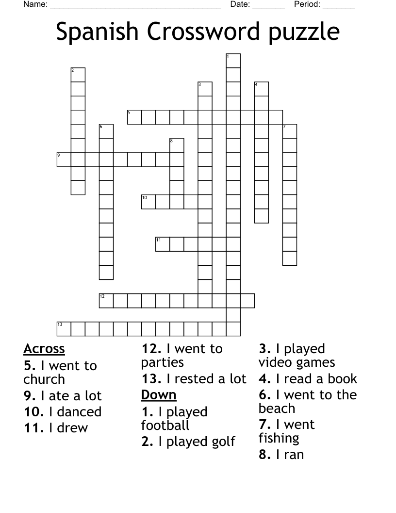 Spanish Crossword puzzle