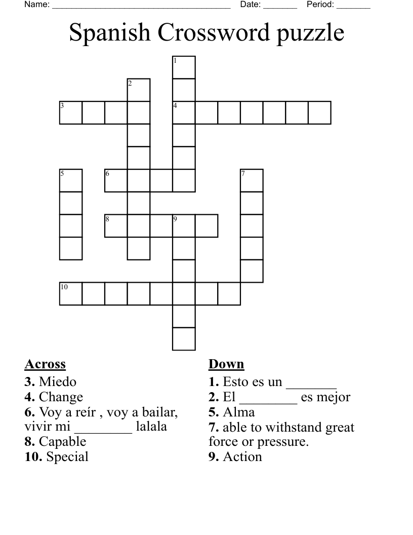 Spanish Crossword puzzle 