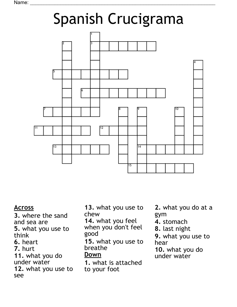 Spanish Crucigrama  Crossword