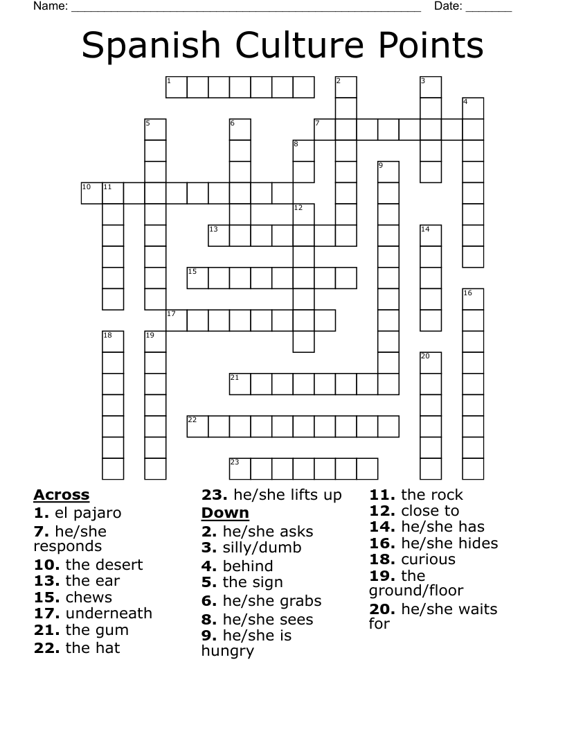 Spanish Culture Points Crossword