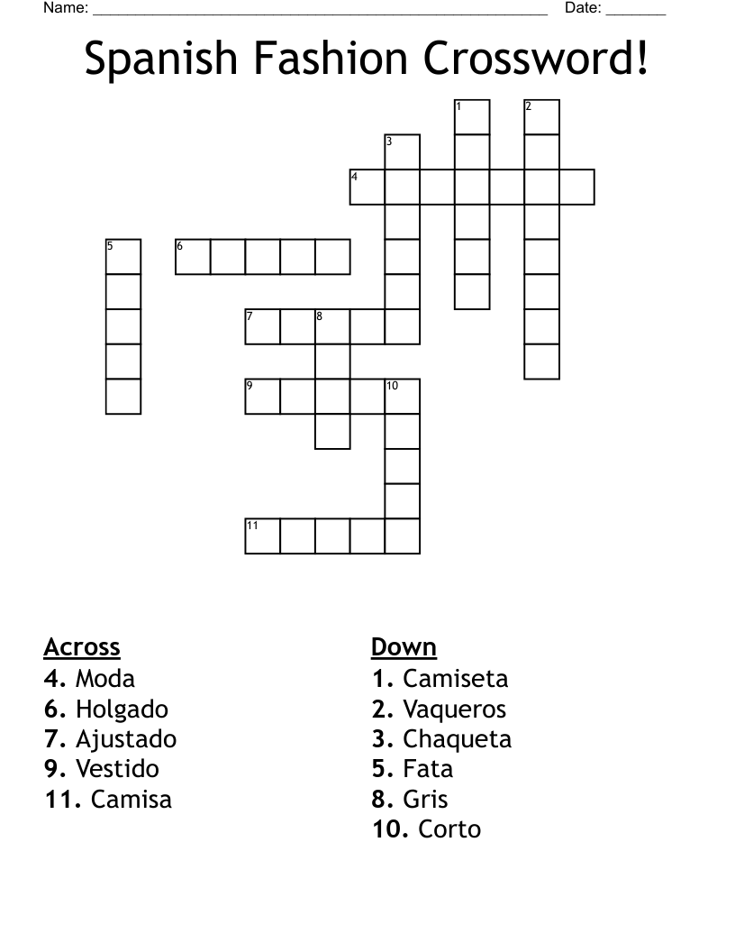 Spanish Fashion Crossword!