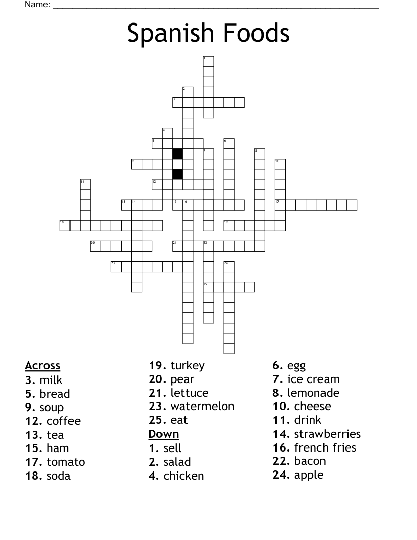 Spanish Foods  Crossword