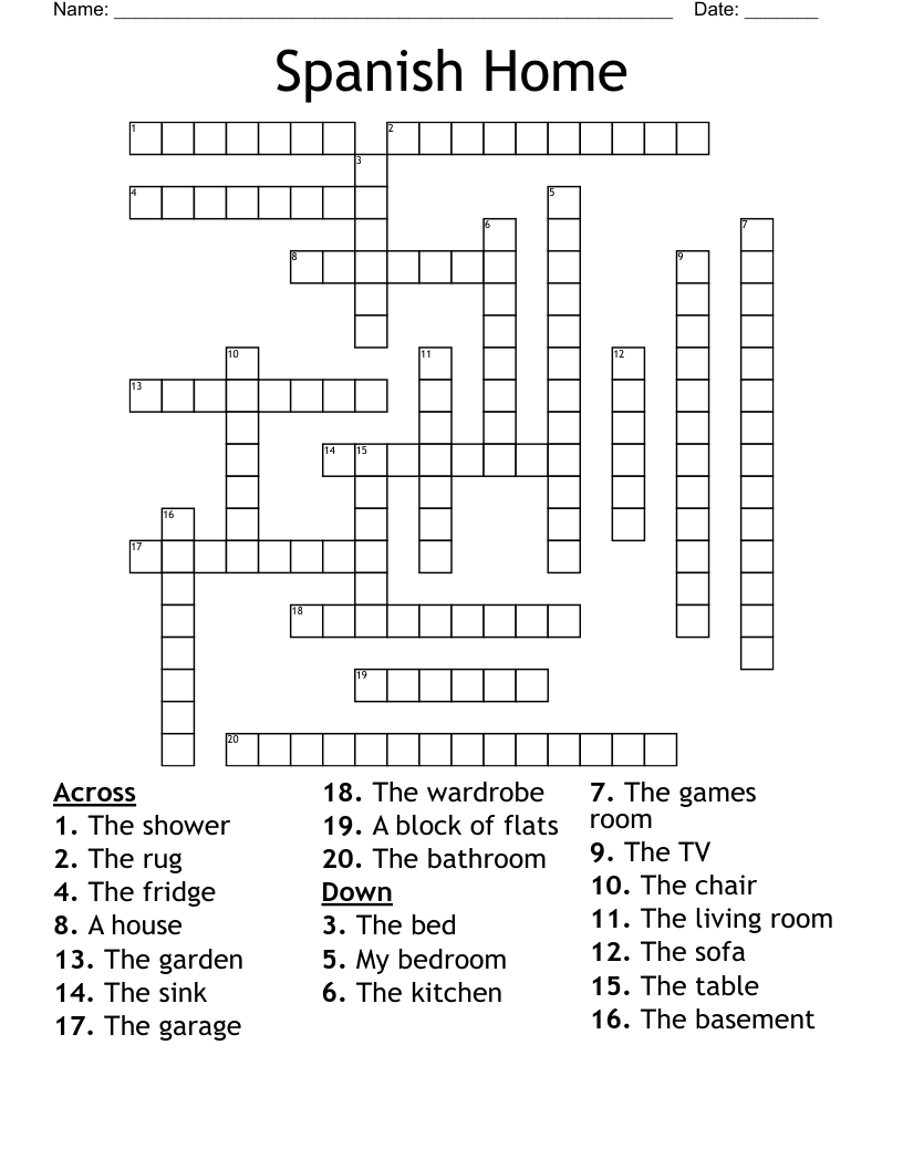Spanish Home Crossword