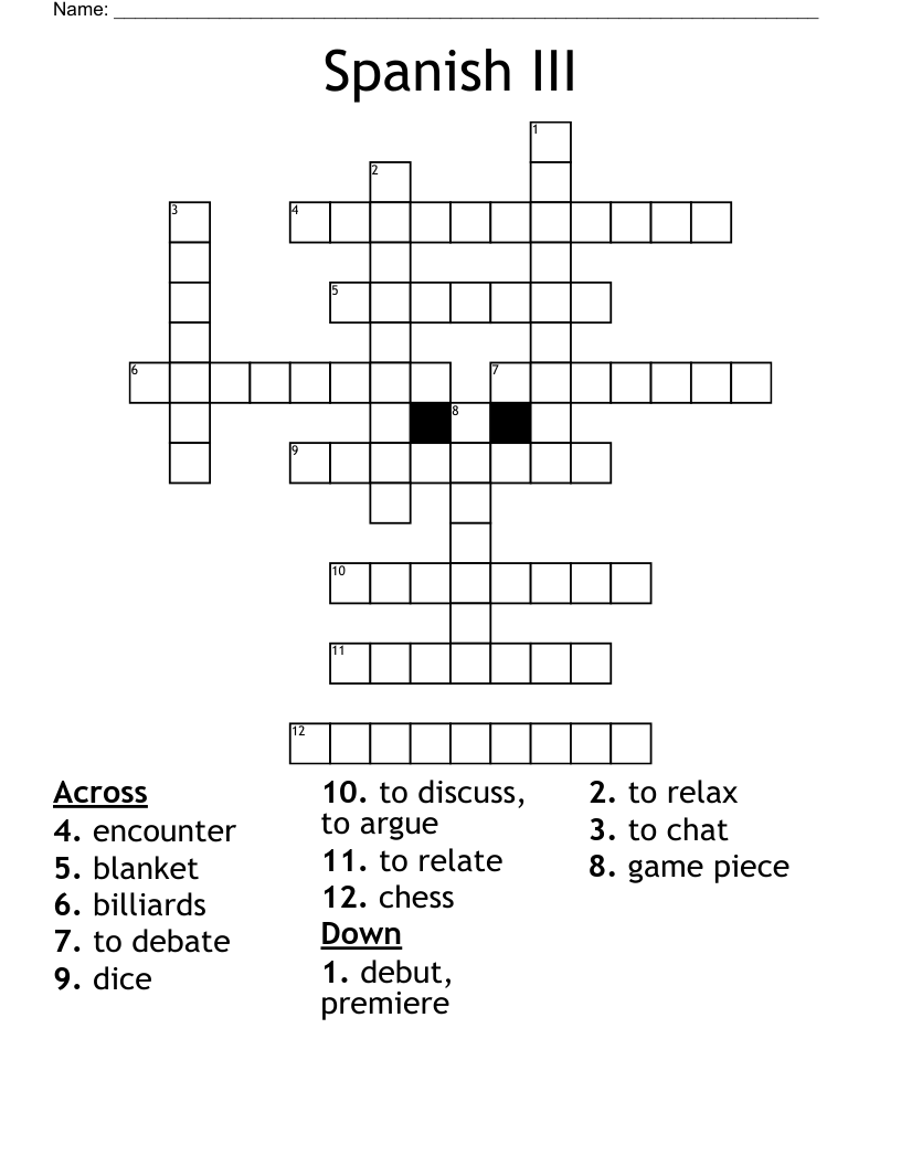 Spanish III Crossword