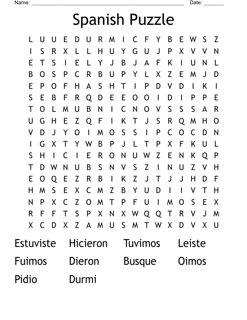 Spanish Puzzle Word Search