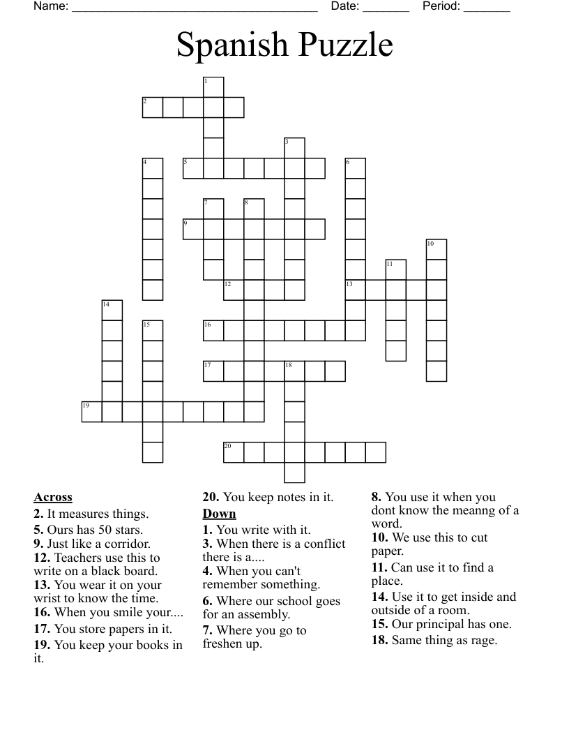 Spanish Puzzle Crossword