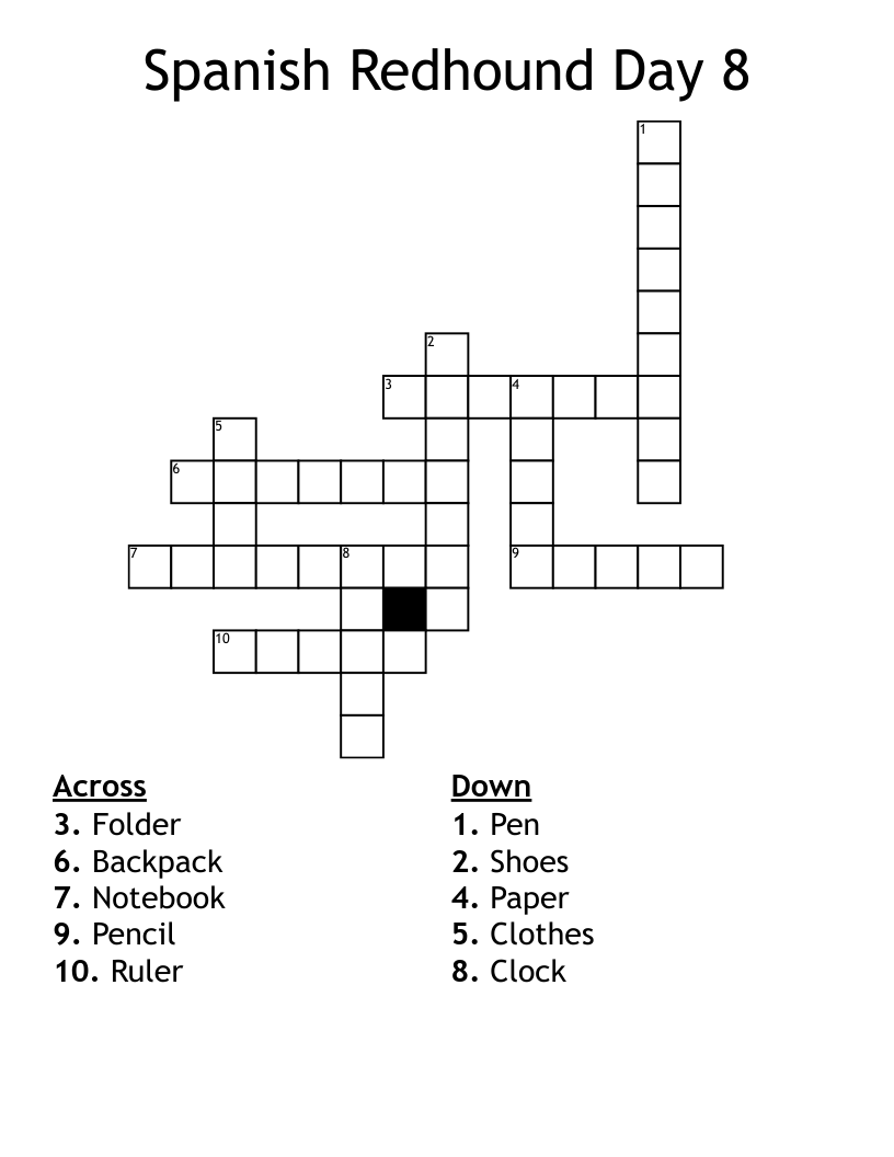 Spanish Redhound Day 8 Crossword