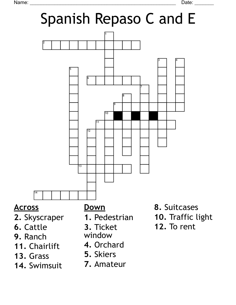 Spanish Repaso C and E  Crossword