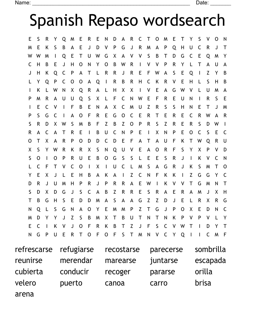 Spanish Repaso wordsearch