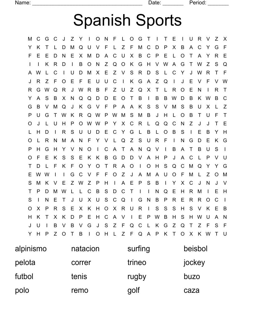Spanish Sports  Word Search