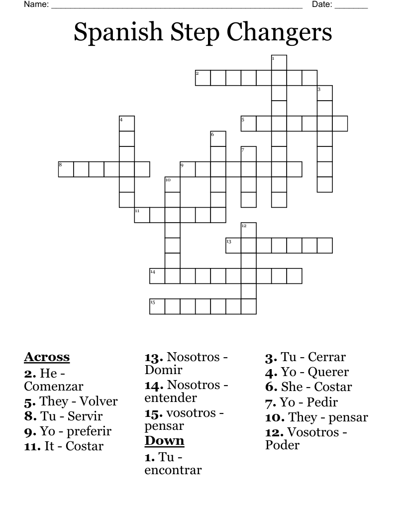 Spanish Step Changers Crossword