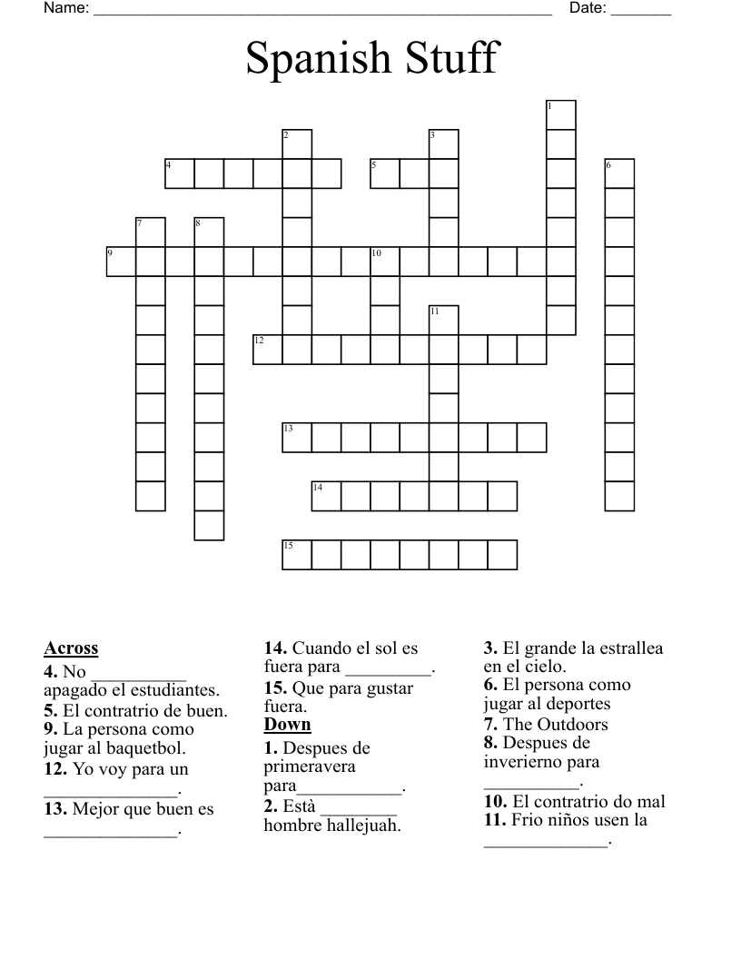 Spanish Stuff Crossword