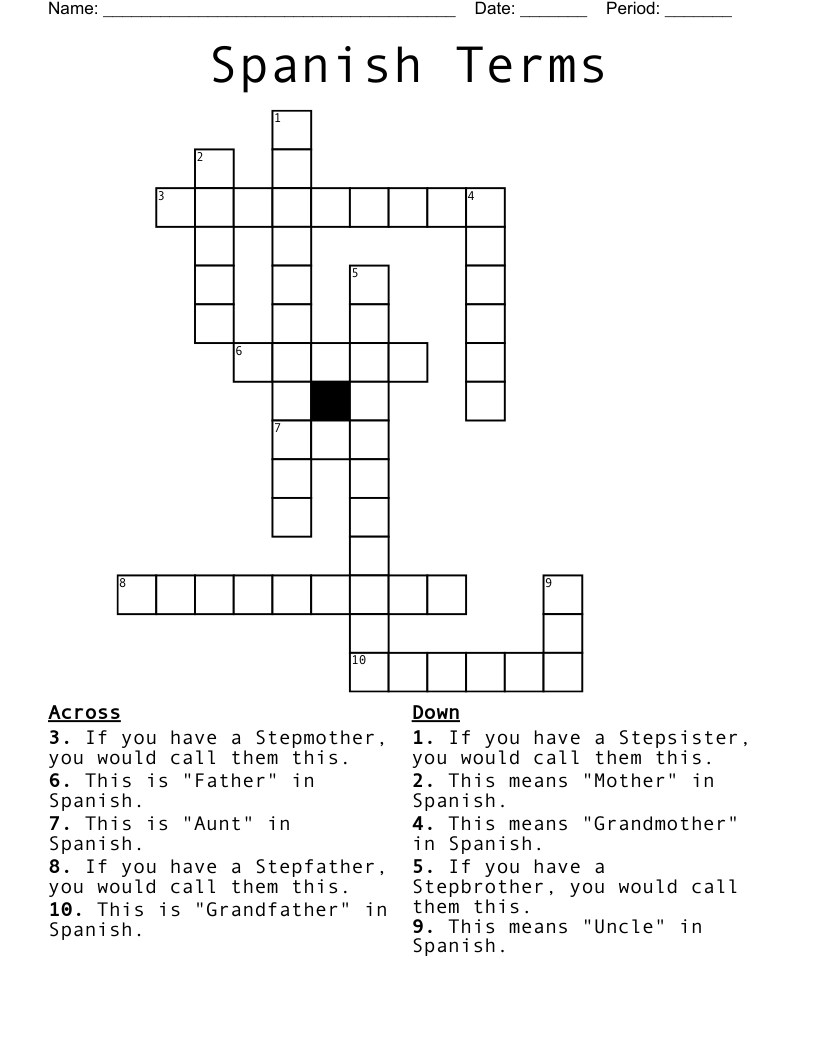 Spanish Terms Crossword