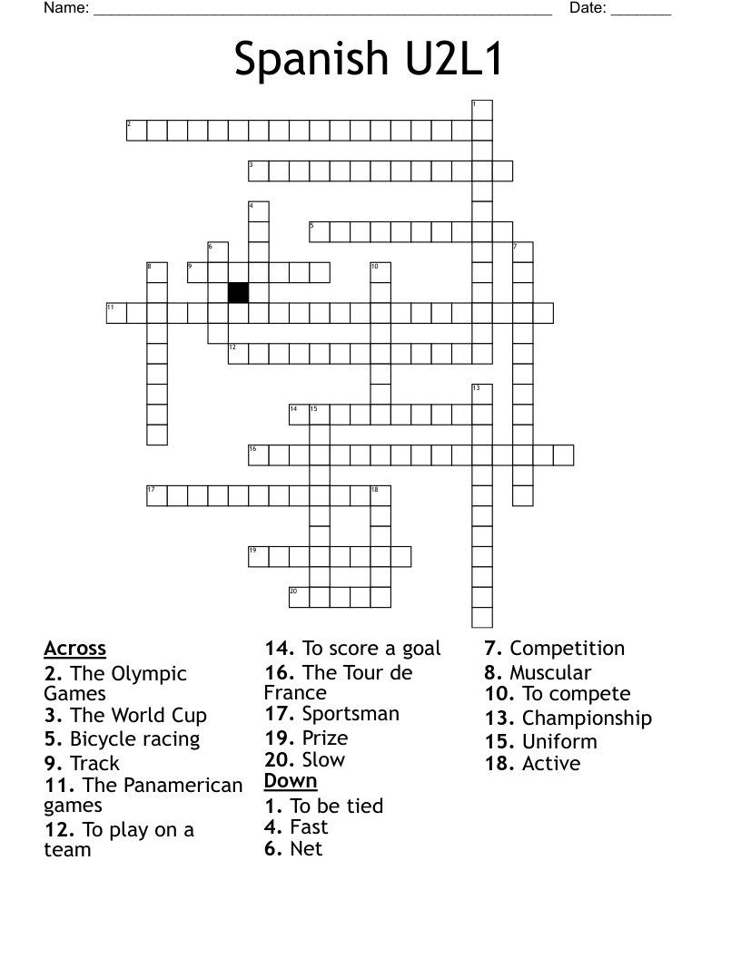 Spanish U2L1 Crossword