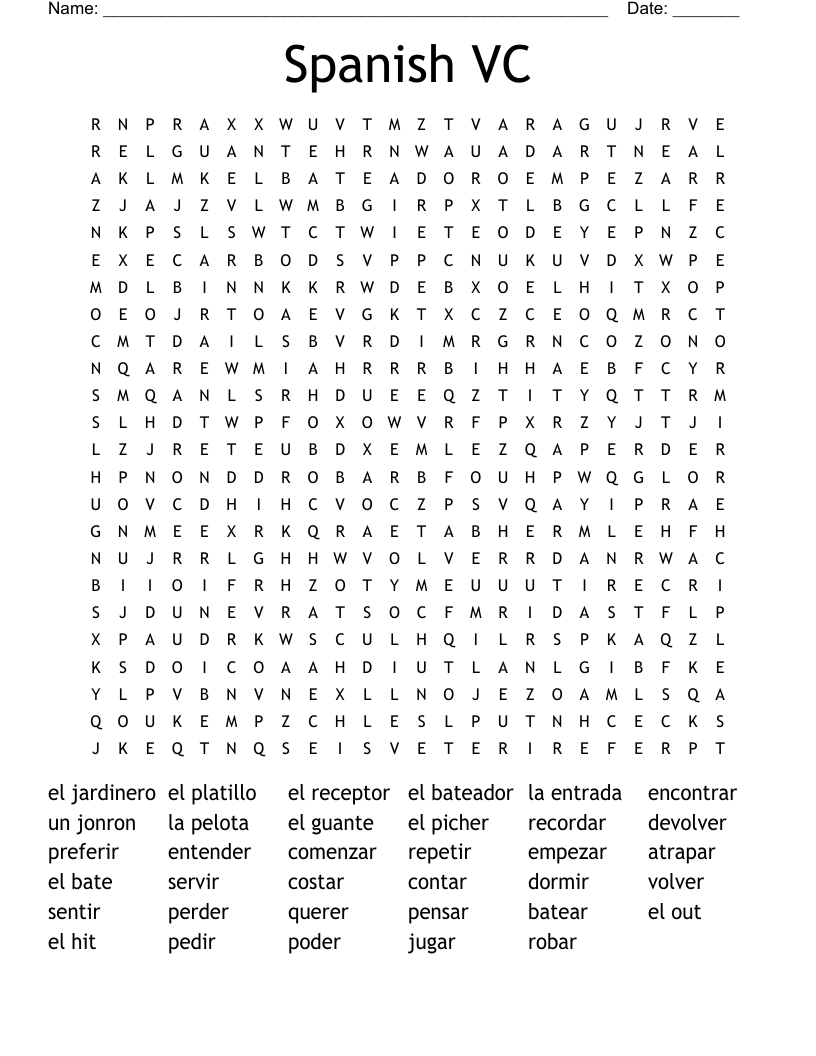 Spanish VC Word Search