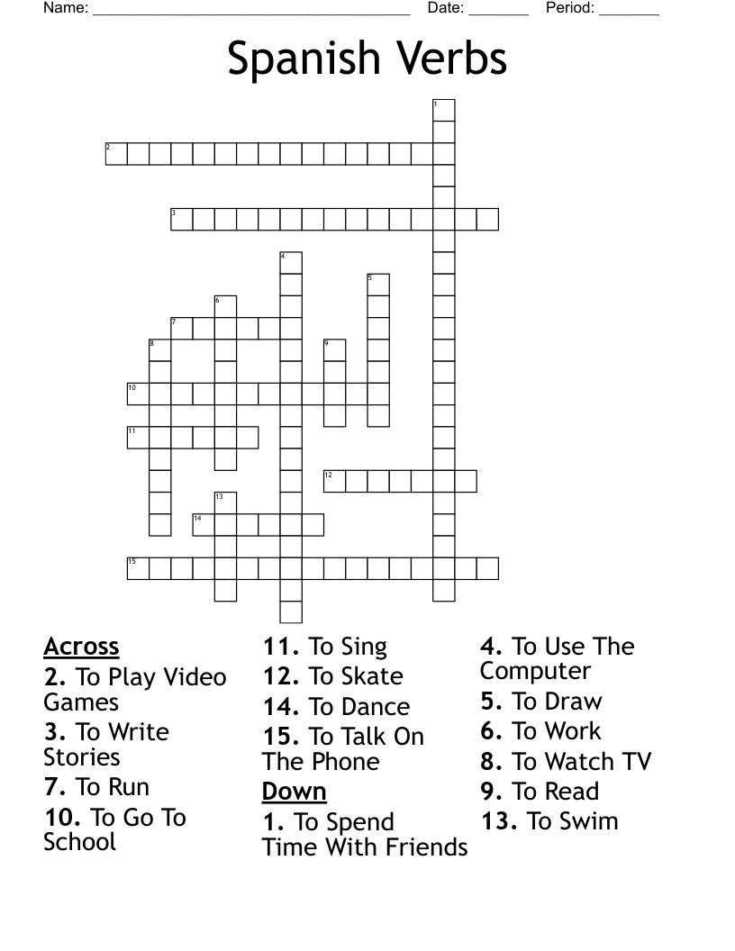 Spanish Verbs Crossword