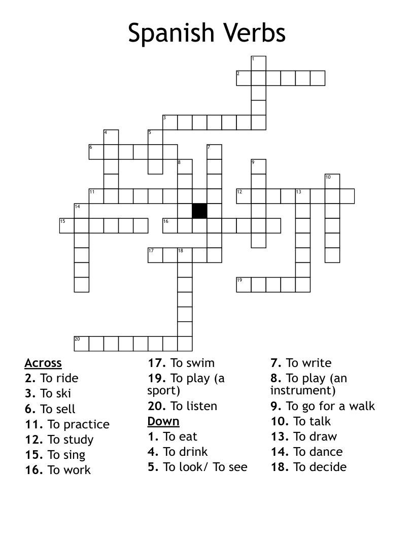 Spanish Verbs Crossword