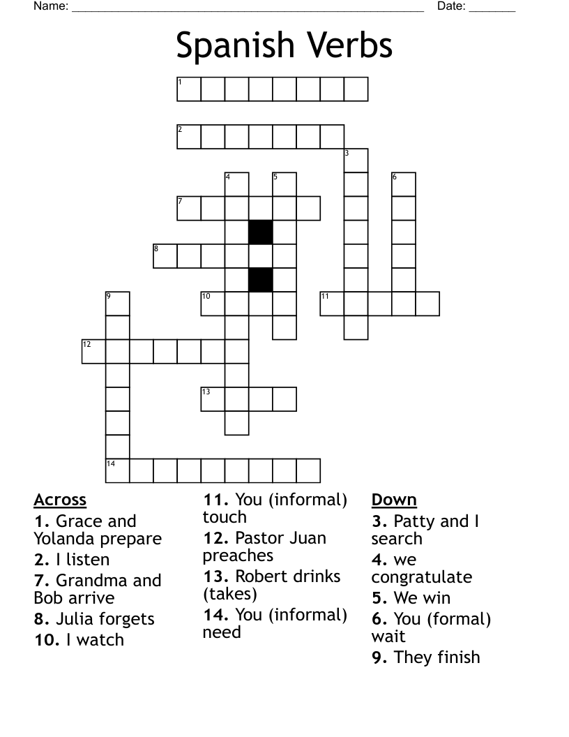 Spanish Verbs Crossword