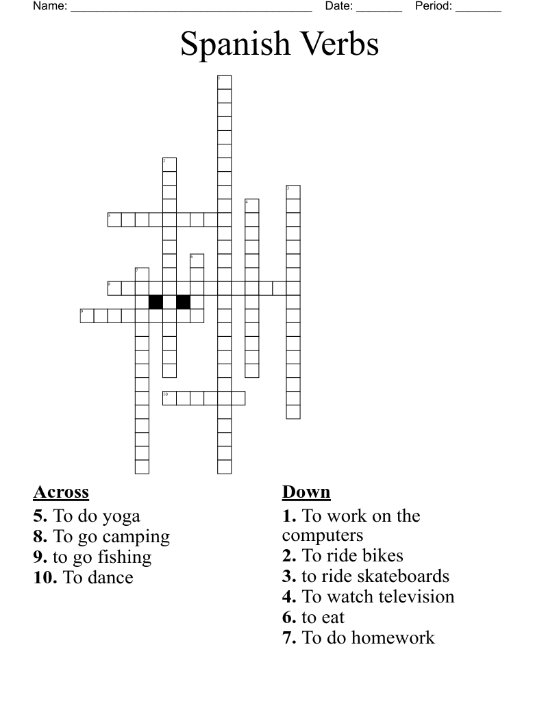 Spanish Verbs Crossword