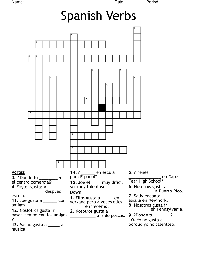 Spanish Verbs Crossword